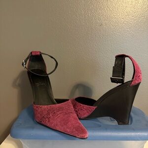 Lunching magenta pink suede platform